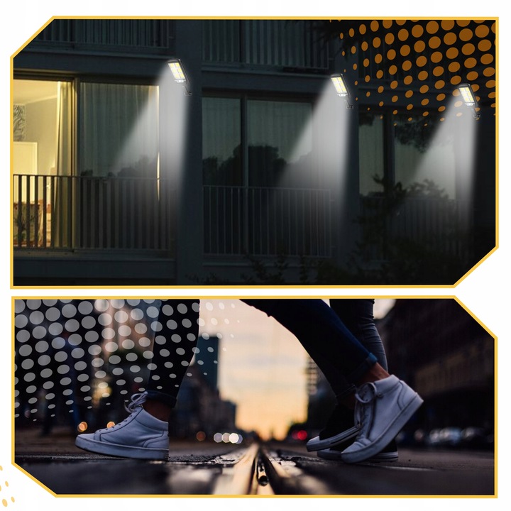 LAMPA SOLARNA LED CZUJNIK RUCHU ZMIERZCHU ZEWNĘTRZNA OGRODOWA COB + PILOT Zasilanie solarne